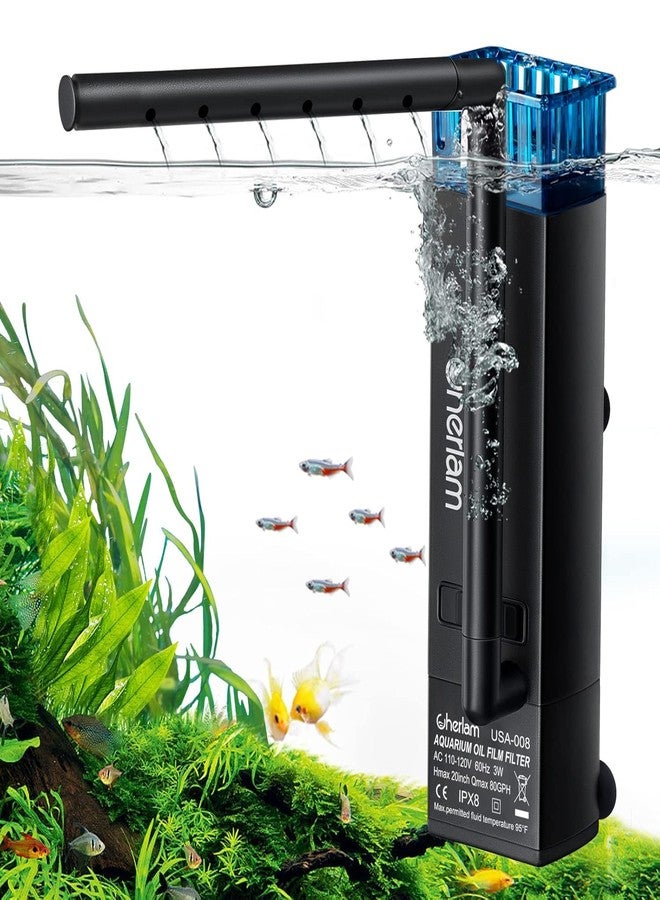 VAYINATO CHERLAM 3 in 1 Aquarium Oil Skimmer, Aquarium Surface Protein Skimmer,3W Fish Tank Protein Skimmer for Sea and Fresh Water, Internal Filter Wall Mounted Fish Tank Surface Protein Skimmer - Image 1